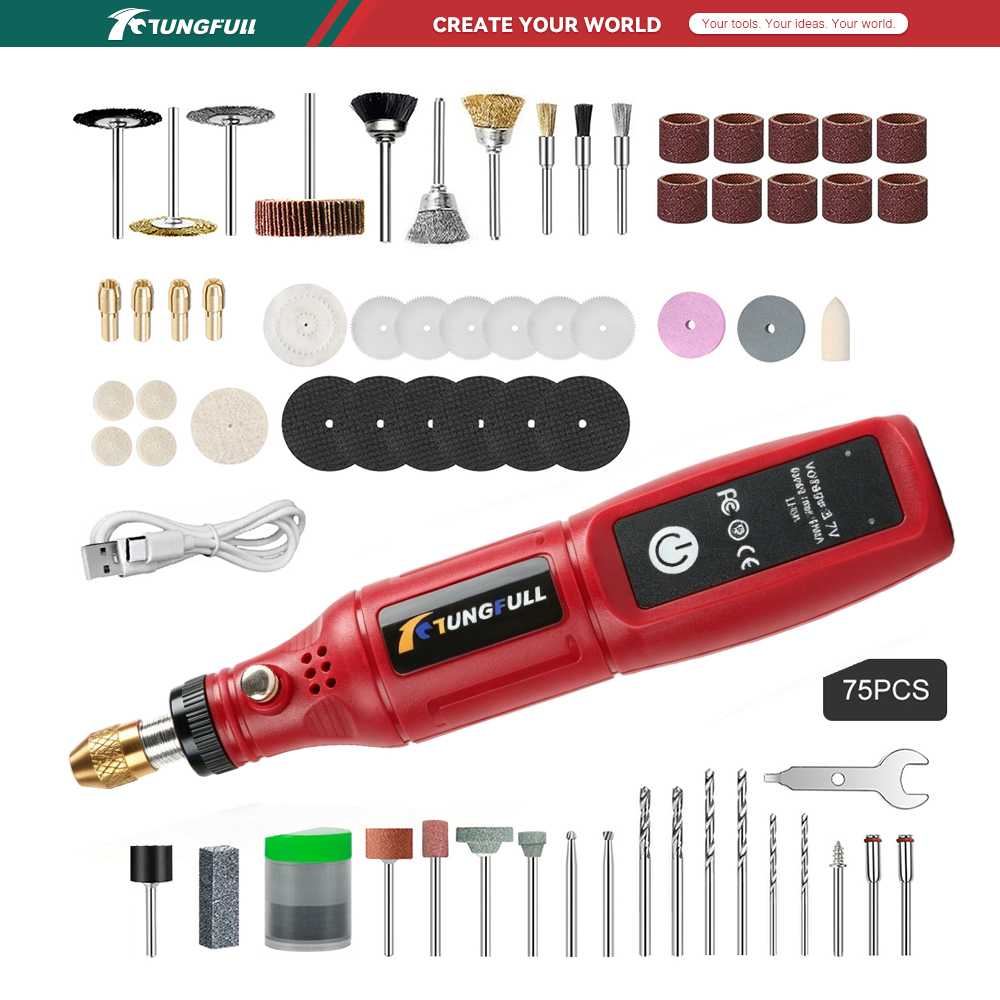 Power Tools For Workshop - TUNGFULL 3.7V 무선 로터리 도구 USB