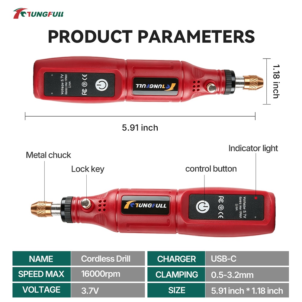 TUNGFULL 3.7V 무선 로터리 도구 USB 충전 - Power Tools For Workshop 리뷰 및 가격